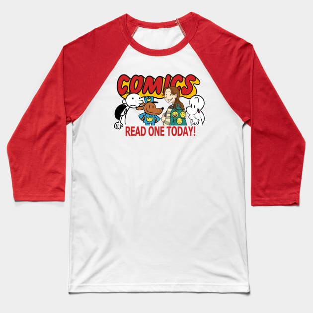 Comics Read One Today (Kids Edition) Baseball T-Shirt by dumb stuff, fun stuff